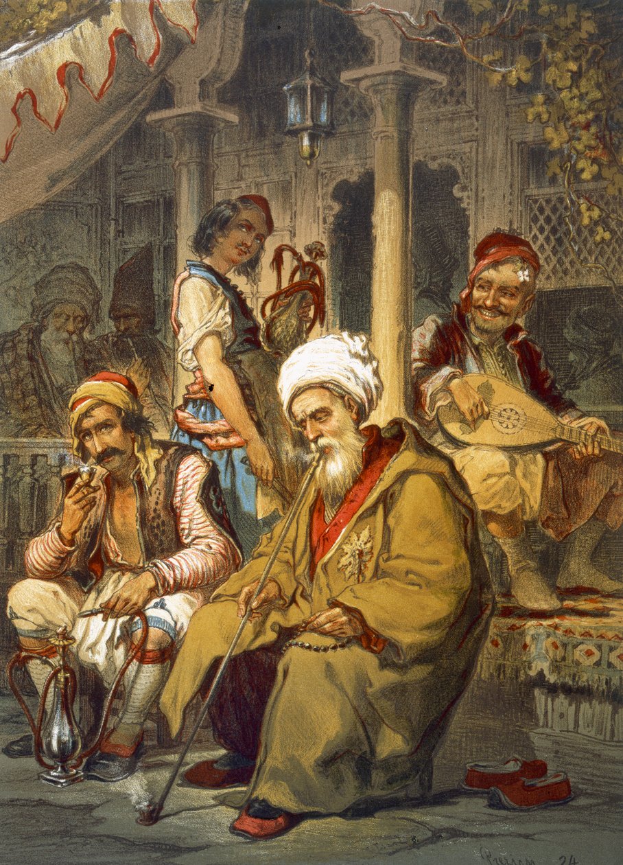 Cena em um café, 1865 de Amadeo Preziosi