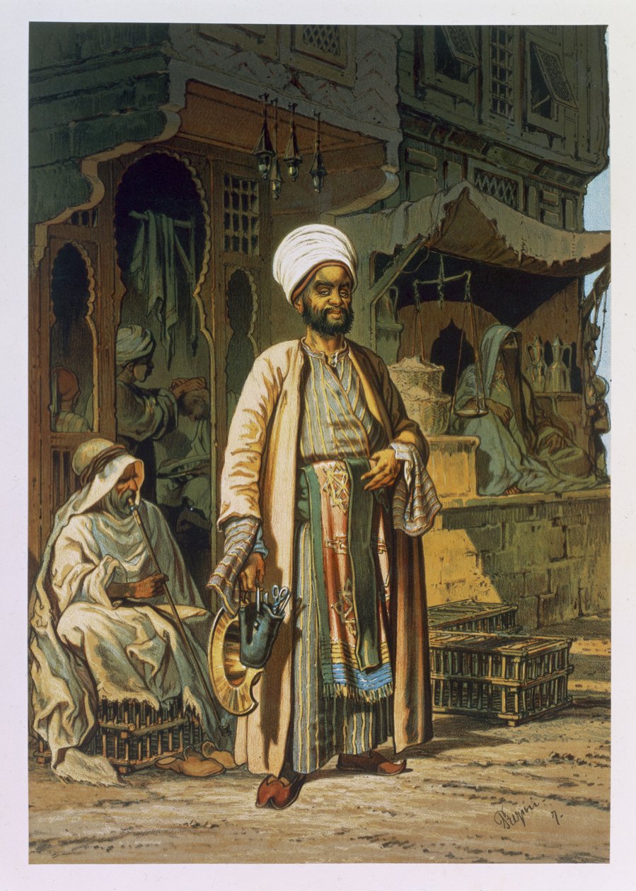 O barbeiro, de &39;Souvenir do Cairo&39;, 1862 de Amadeo Preziosi