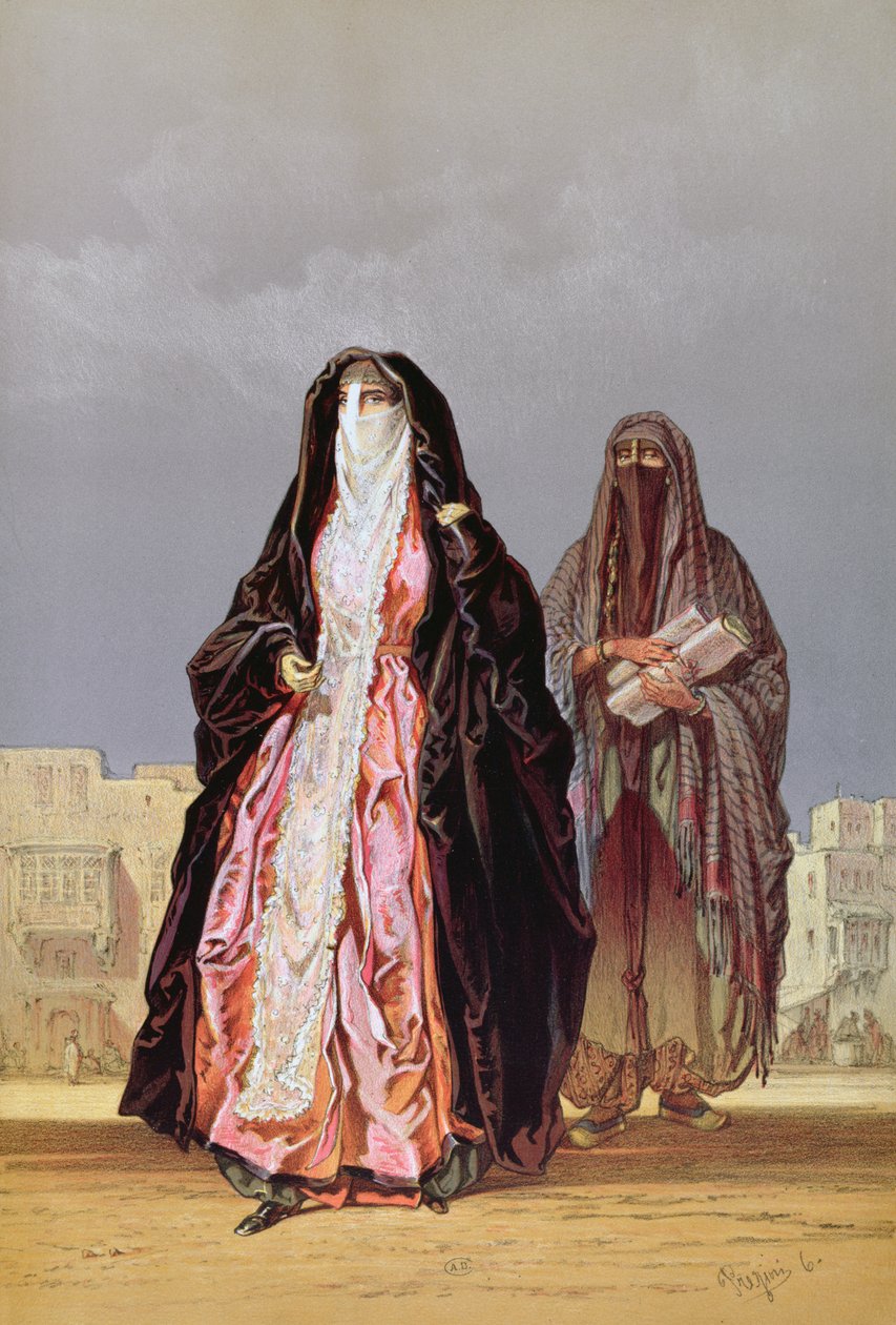 Mulheres veladas, de &39;Souvenir of Cairo&39;, 1862 de Amadeo Preziosi