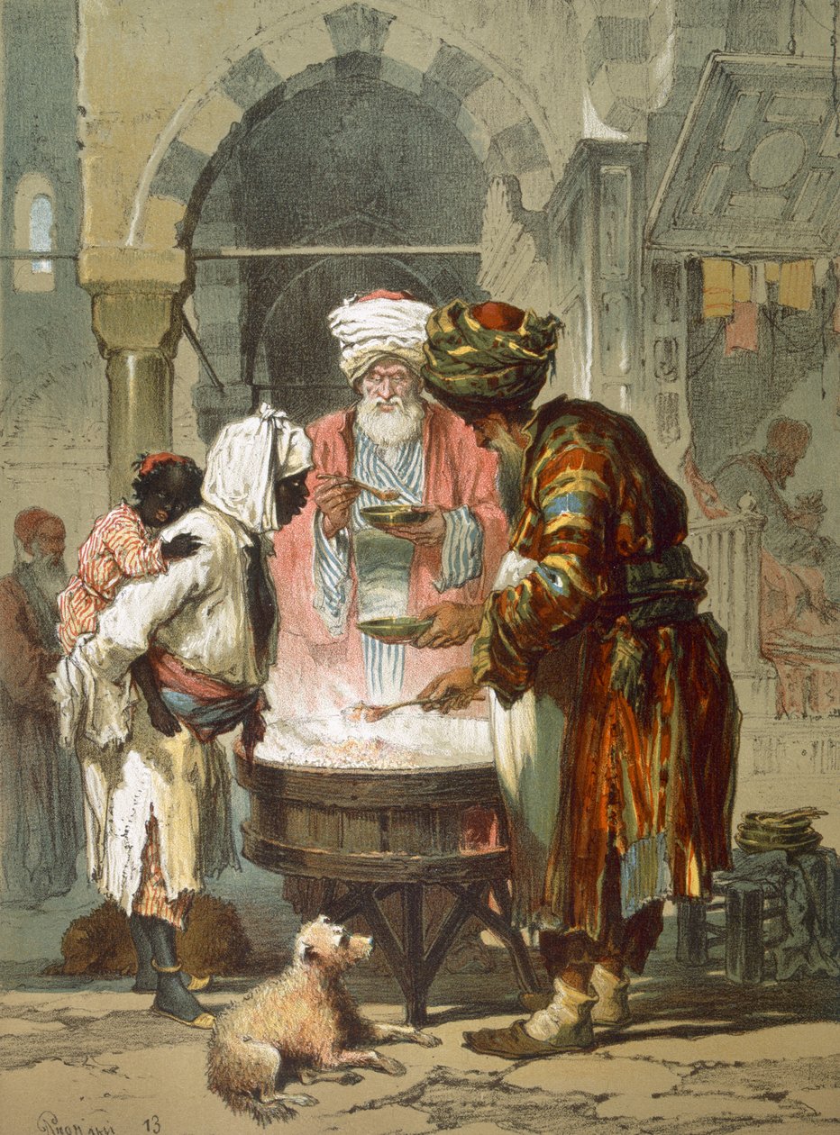 Mulher em uma fonte da rua (Sebil), de &39;Stamboul, Souvenir de l&39;Orient&39;, publicado em 1865 de Amadeo Preziosi