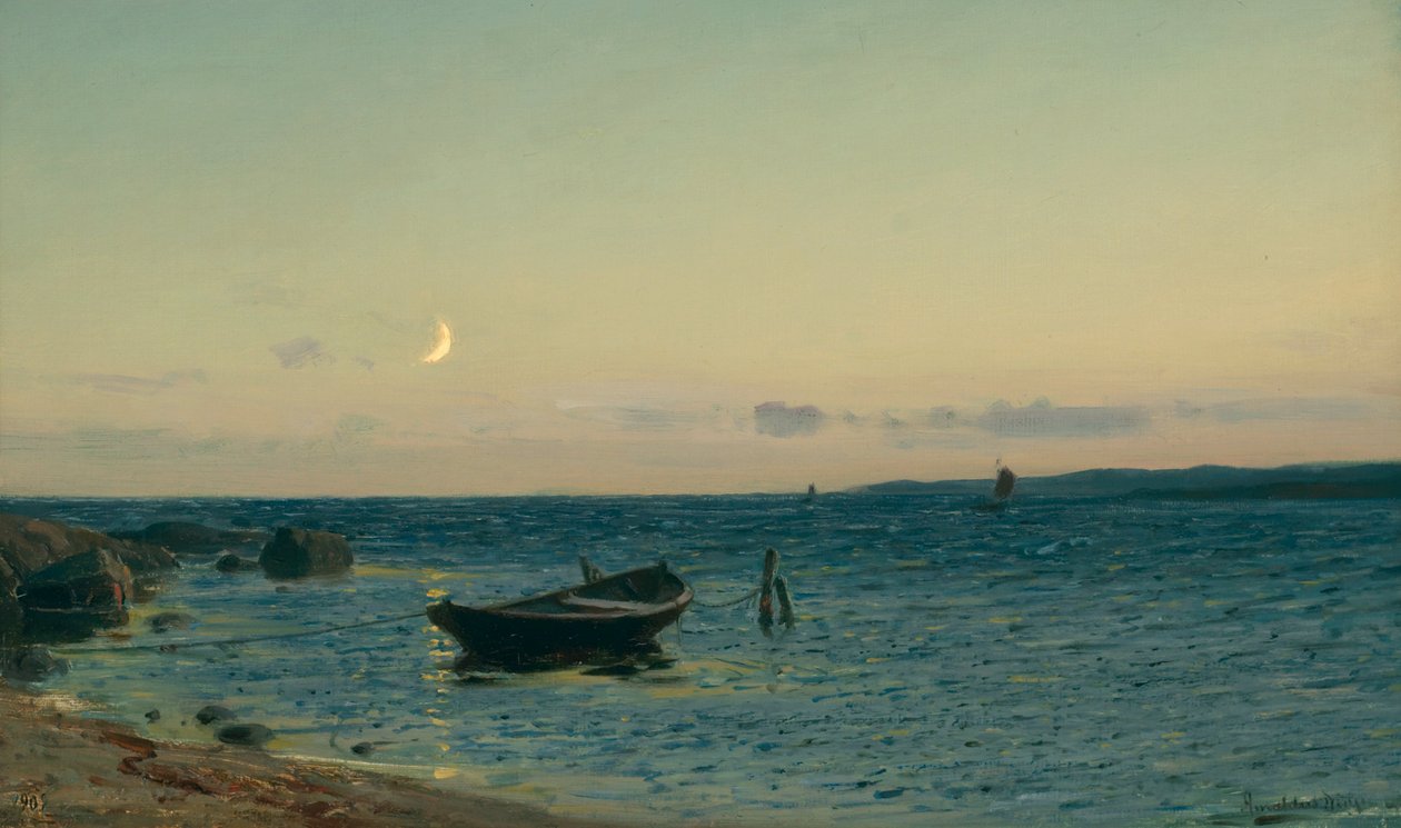 Norueguês:  Noite à beira-mar Noite à beira-mar de Amaldus Nielsen