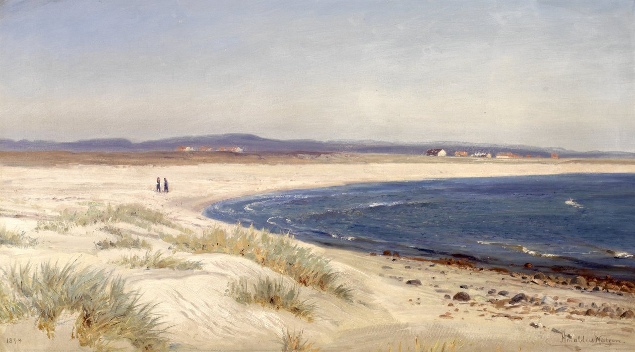 Norueguês:  Mennesker på en strand Pessoas numa praia de Amaldus Nielsen