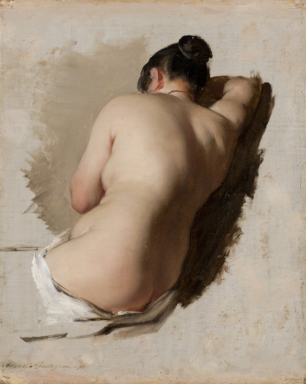 Study of a Nude, c.1850 (óleo sobre tela) de Amalia Lindegren