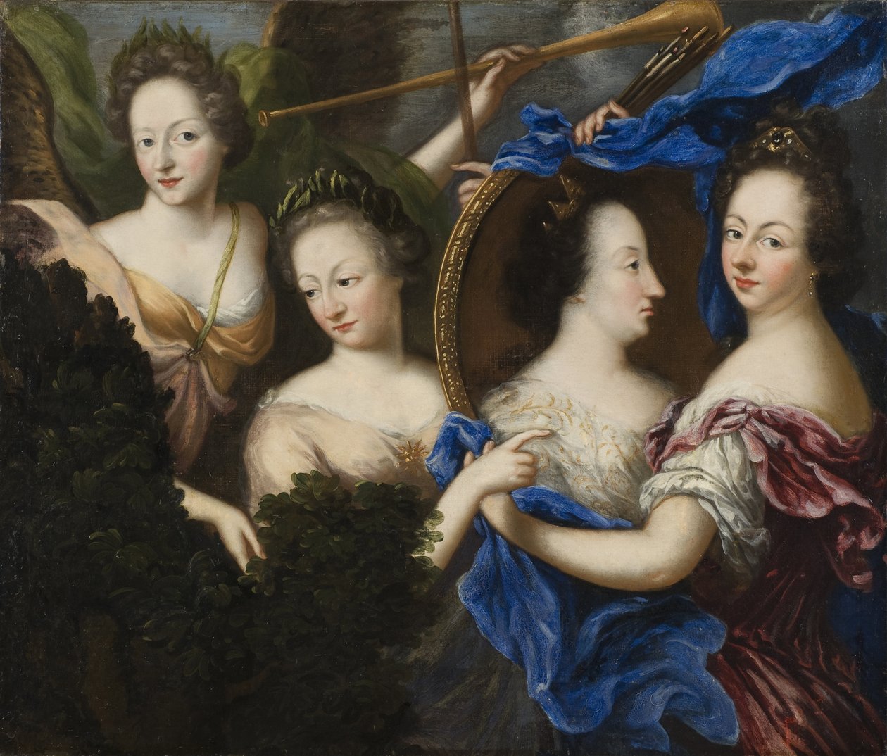 Alegoria com autorretrato e retrato de perfil de Ulrika Eleonore, Rainha da Suécia Finlândia - Alegoria com autorretrato e retrato de perfil de Ulrika Eleonora, a Velha (1656-1693), de Koenigsmarck, Amalia Wilhelmina von (1663-1740). óleo sobre tela de Amalia Wilhelmina von Konigsmarck