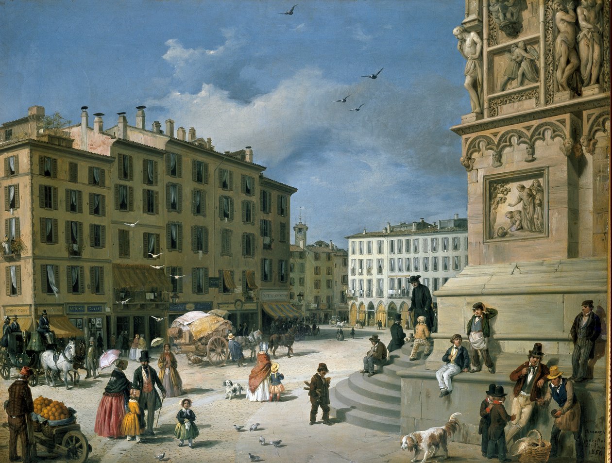 Amanzia Guerillot Inganni, Piazza del Duomo, 1850 de Amanzia Guérillot