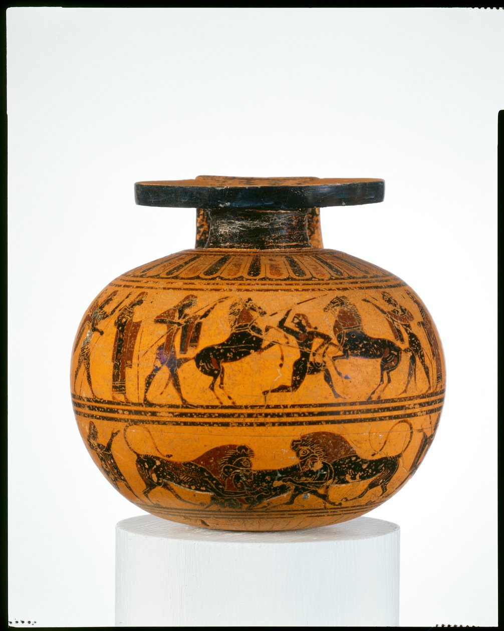 Aryballos de terracota (frasco de óleo), c.550 aC (terracota) de Amasis Painter