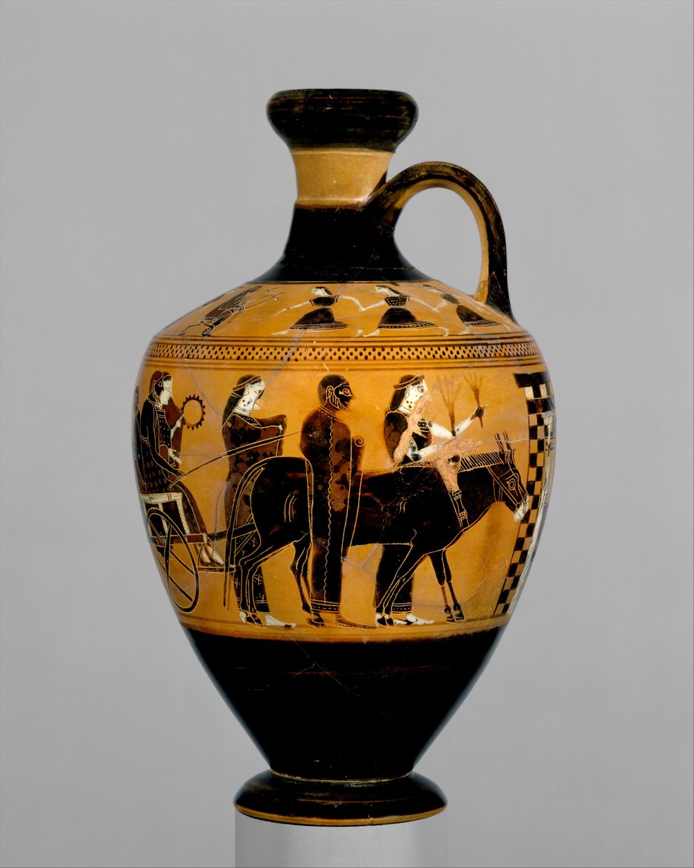 Terracotta lekythos, c.550-530 aC (terracota) de Amasis Painter