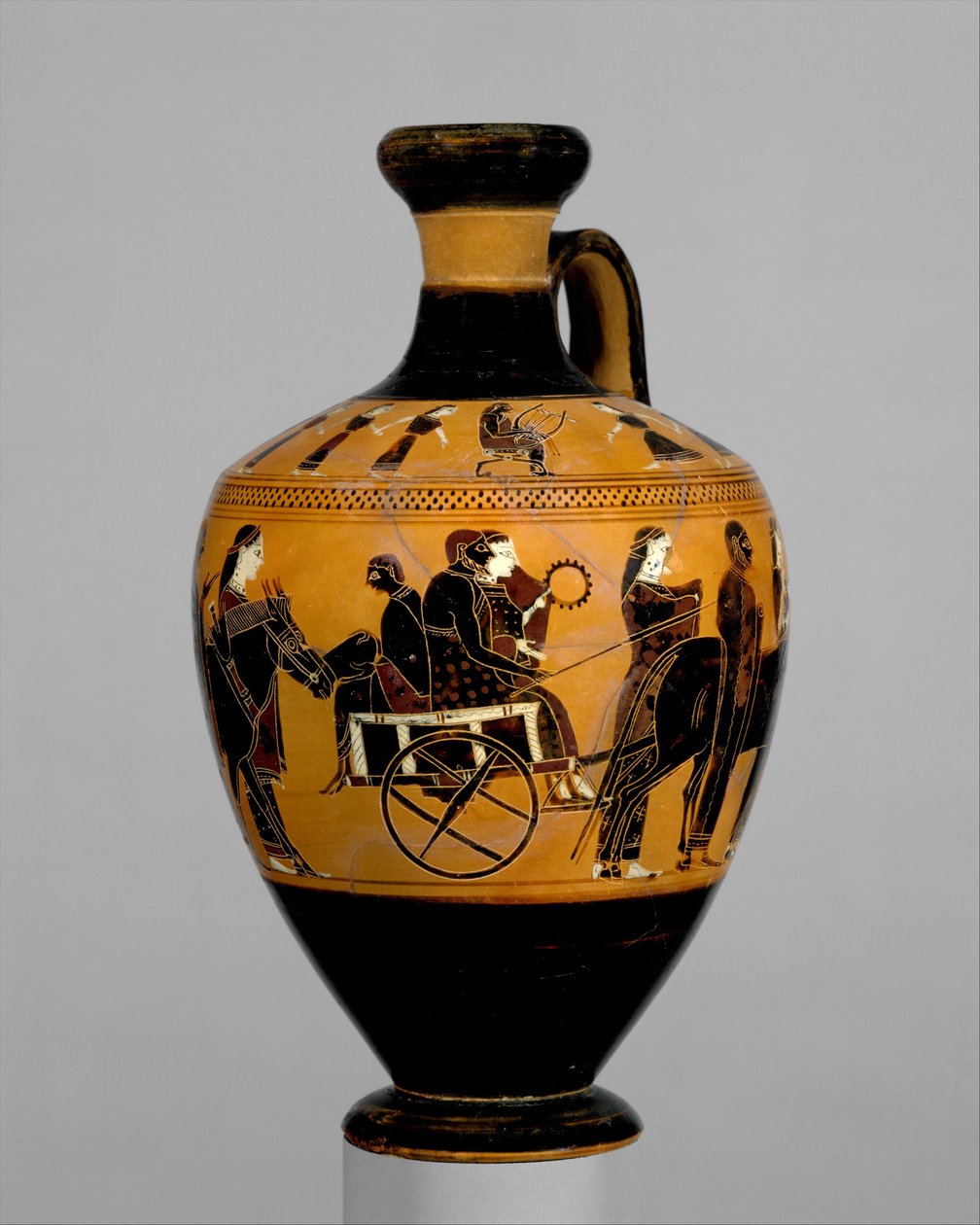 Terracotta lekythos, c.550-530 aC (terracota) de Amasis Painter