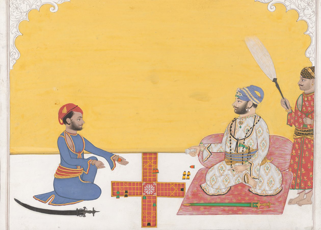 Maharaja Sovan Singh jogando Pachisi, K. 1868. de Ambav