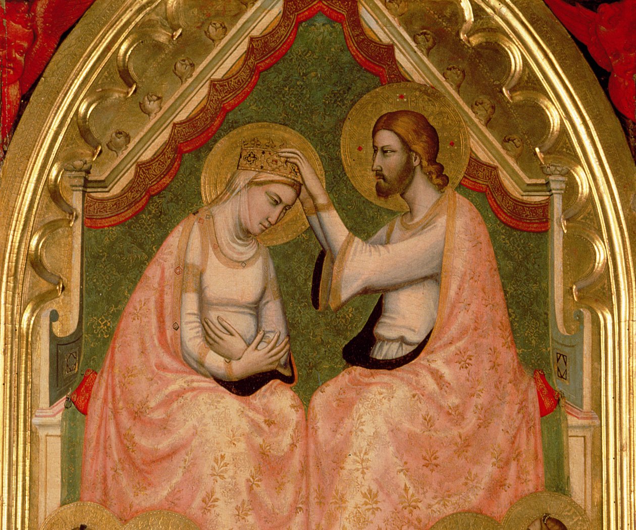 Coronation of the Virgin Polyptych detalhe do painel central ver também 66540 & 66541 de Ambrogio Bondone Giotto