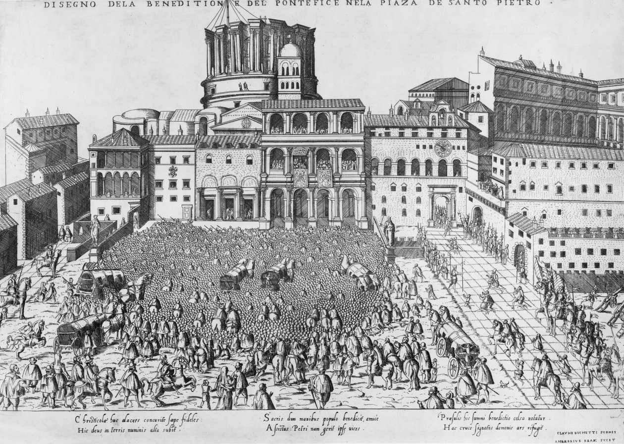 Bênção do Papa na Praça de São Pedro, c.1583 de Ambrogio Brambilla