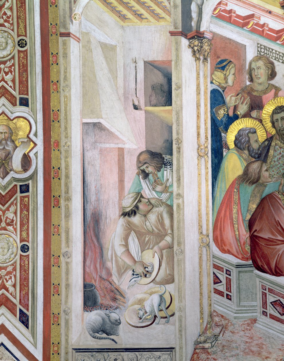 A Última Ceia, detalhe da lareira, 1325 (detalhe de 182061) de Ambrogio Lorenzetti