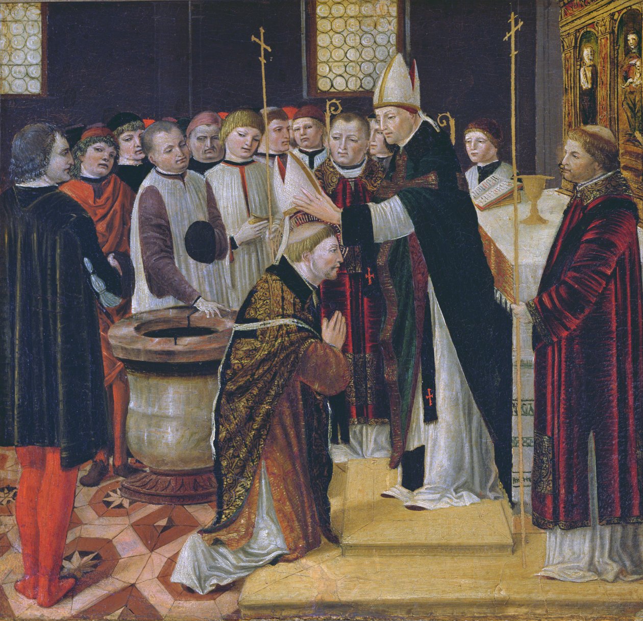 Ordenação de Santo Agostinho (têmpera no painel) de Ambrogio da Fossano