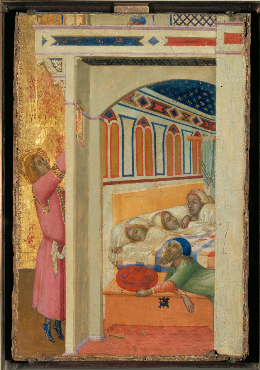 São Nicolau de Bari oferece um dote às raparigas pobres São Nicolau de Bari ... de Ambrogio (circle of) Lorenzetti