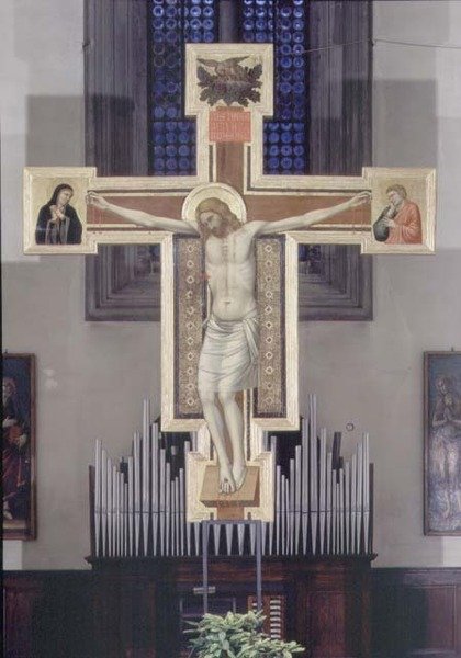 Crucificação (painel) de Ambrogio Bondone (workshop) Giotto