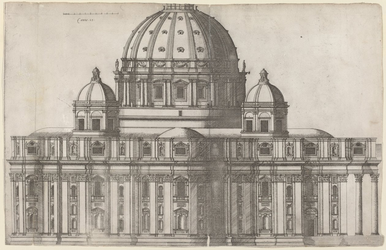 Vista longitudinal de São Pedro, Roma de Ambrogio Brambilla, after Michelangelo