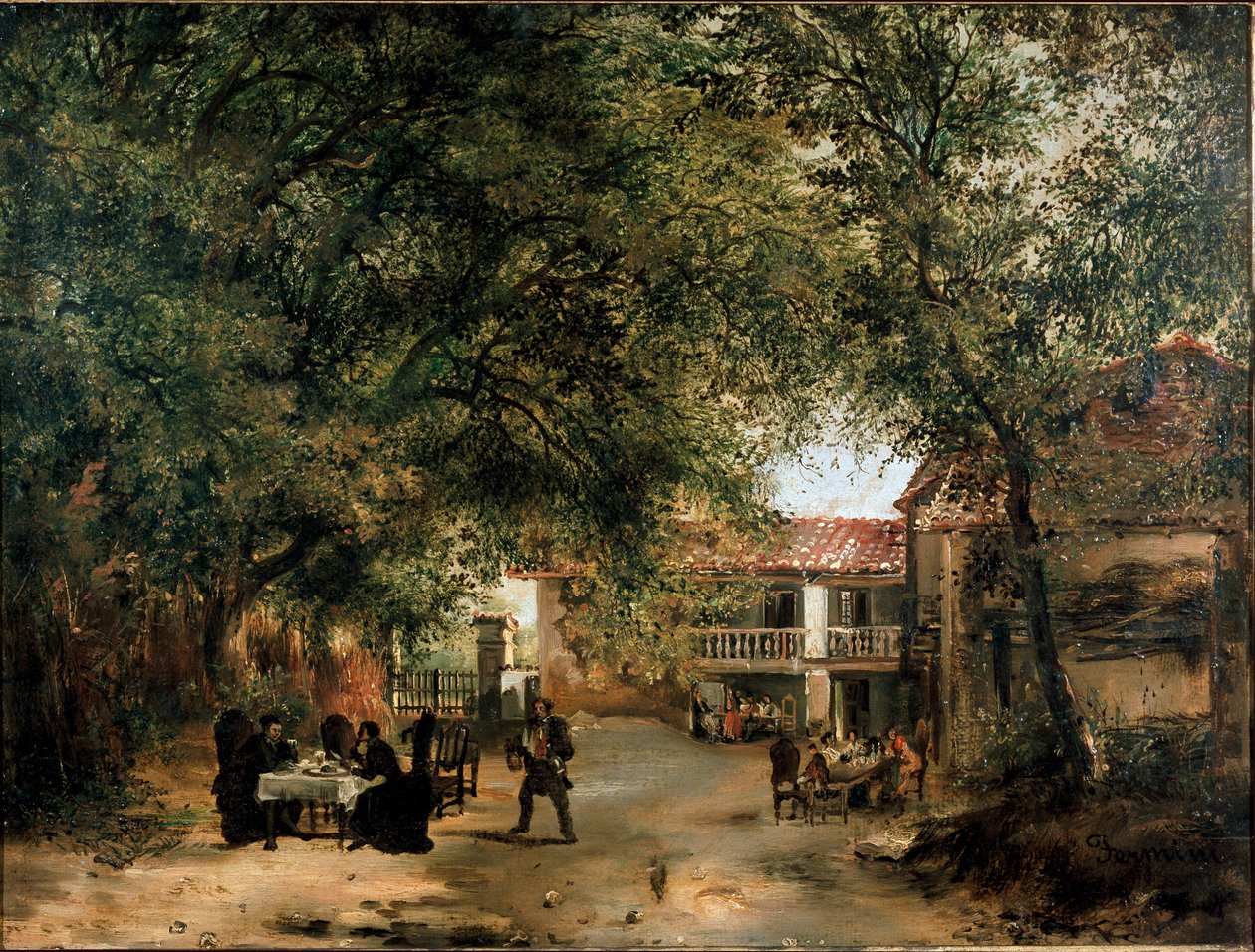 Vista da pousada Cazzuola fora do portão de Vittoria, Milão (pintura de Ambrogio Fermini