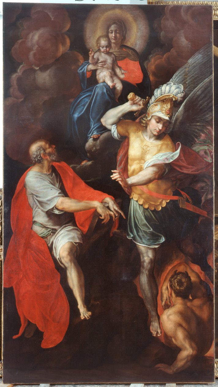 Madonna e Criança e São João Evangelista e São Miguel de Ambrogio Giovanni Figino
