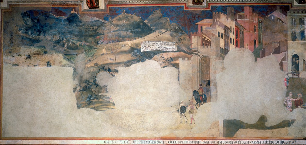 Alegoria de Mau Governo, detalhe da Sala della Pace no Palazzo Pubblico, Siena de Ambrogio Lorenzetti