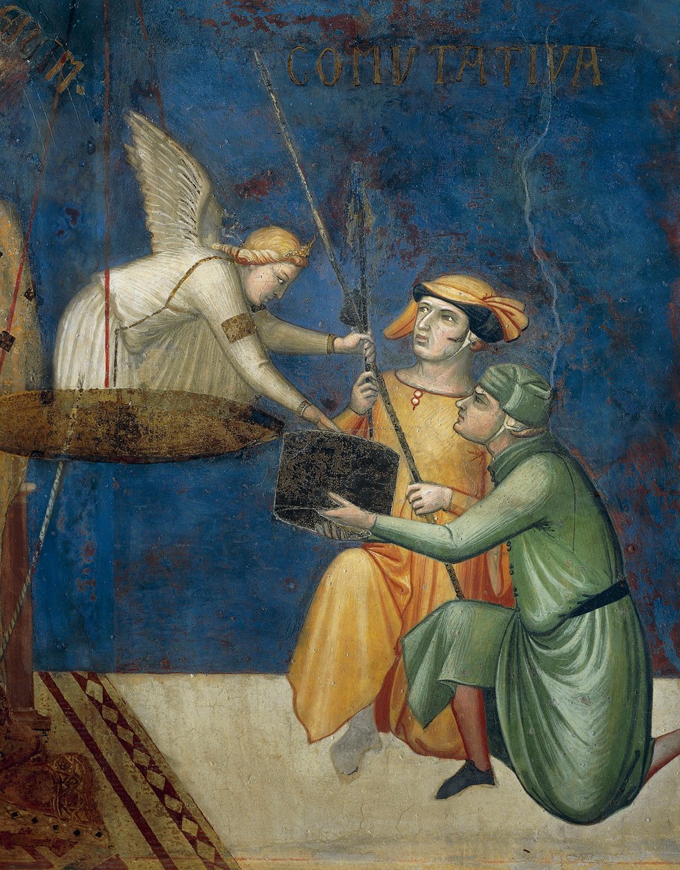 Alegoria de Bom Governo, Justiça Comutativa ou Punição Comutativa, detalhe de Alegoria e Efeitos de Bom e Mau Governo na Cidade e no País de Ambrogio Lorenzetti