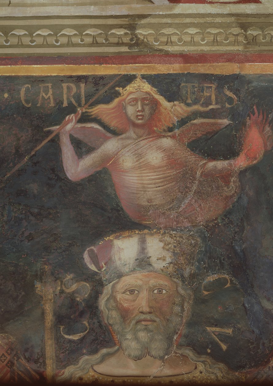 Alegoria do Bom Governo, detalhe da Caridade e chefe do Bom Governo, 1338-40 de Ambrogio Lorenzetti