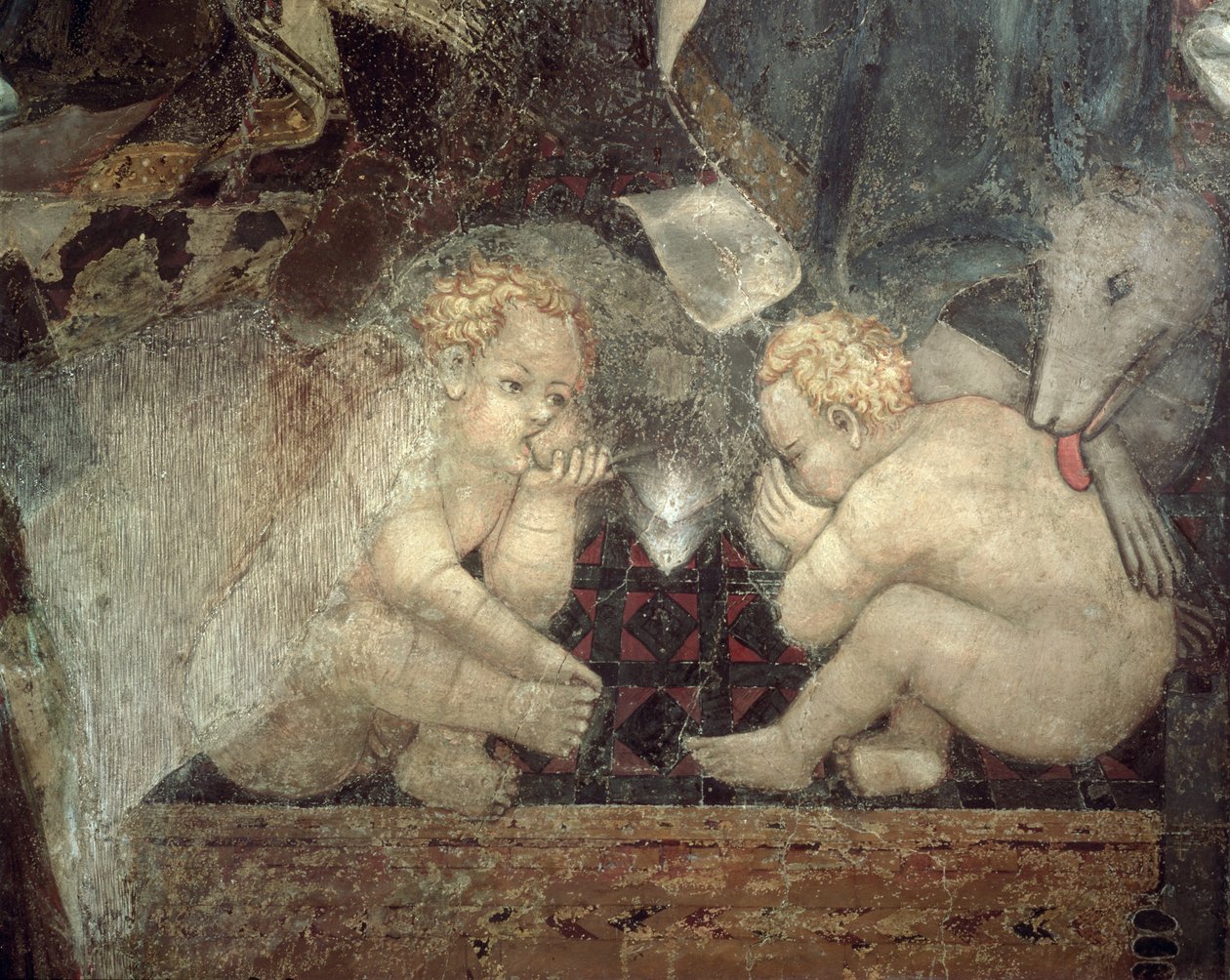 Alegoria do Bom Governo, detalhe de Romulus e Remus, 1338-40 de Ambrogio Lorenzetti