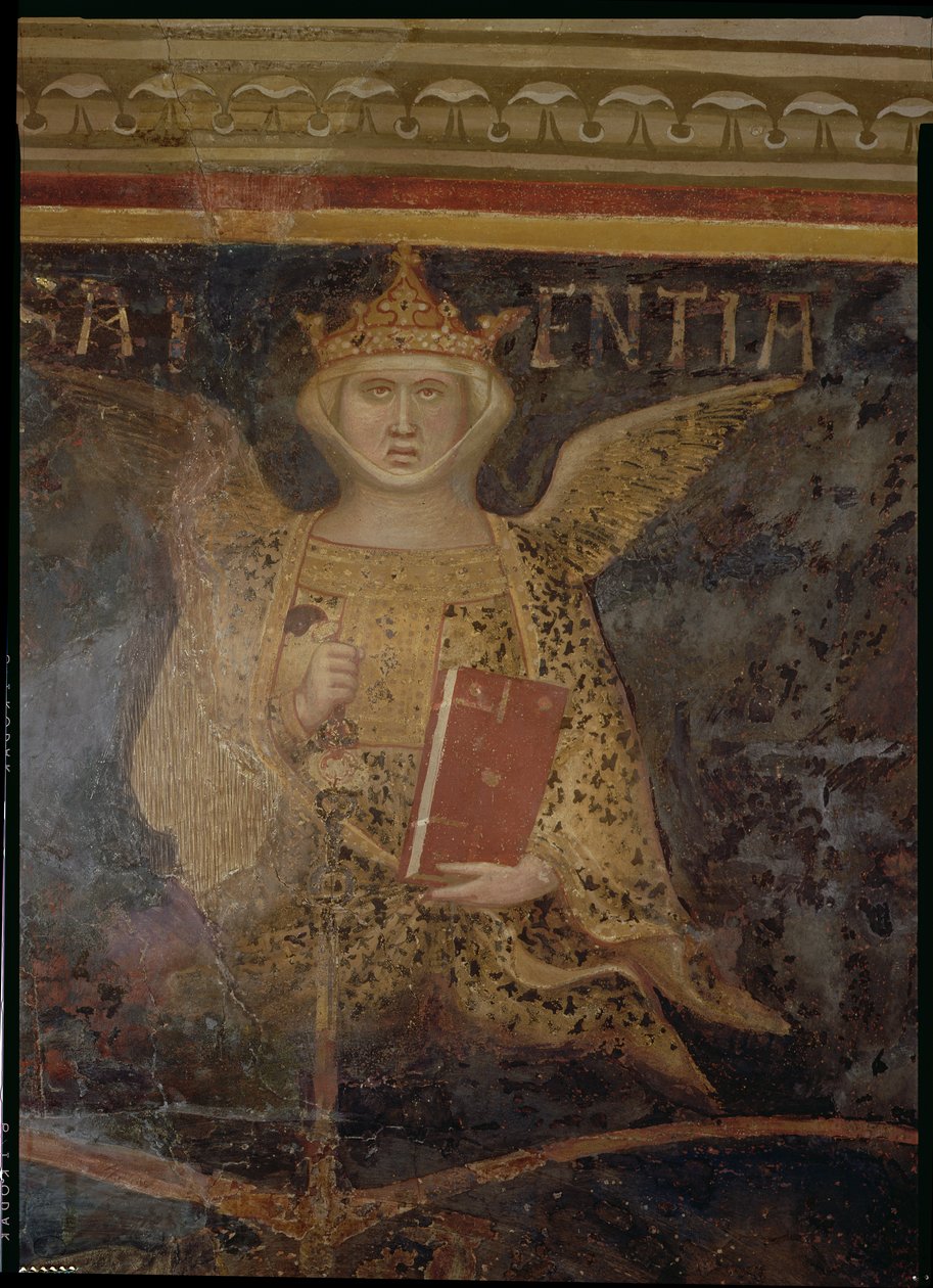 Alegoria do Bom Governo, detalhe da Sabedoria, 1338-40 de Ambrogio Lorenzetti