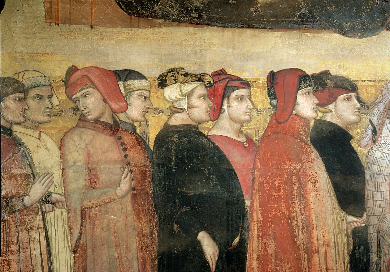 Alegoria do Bom Governo, detalhe de oito conselheiros de Ambrogio Lorenzetti