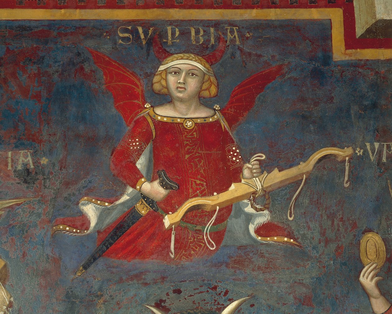 Alegoria de mau governo, detalhe de Alegorias de Bom e Mau Governo e seus efeitos na cidade e no campo de Ambrogio Lorenzetti