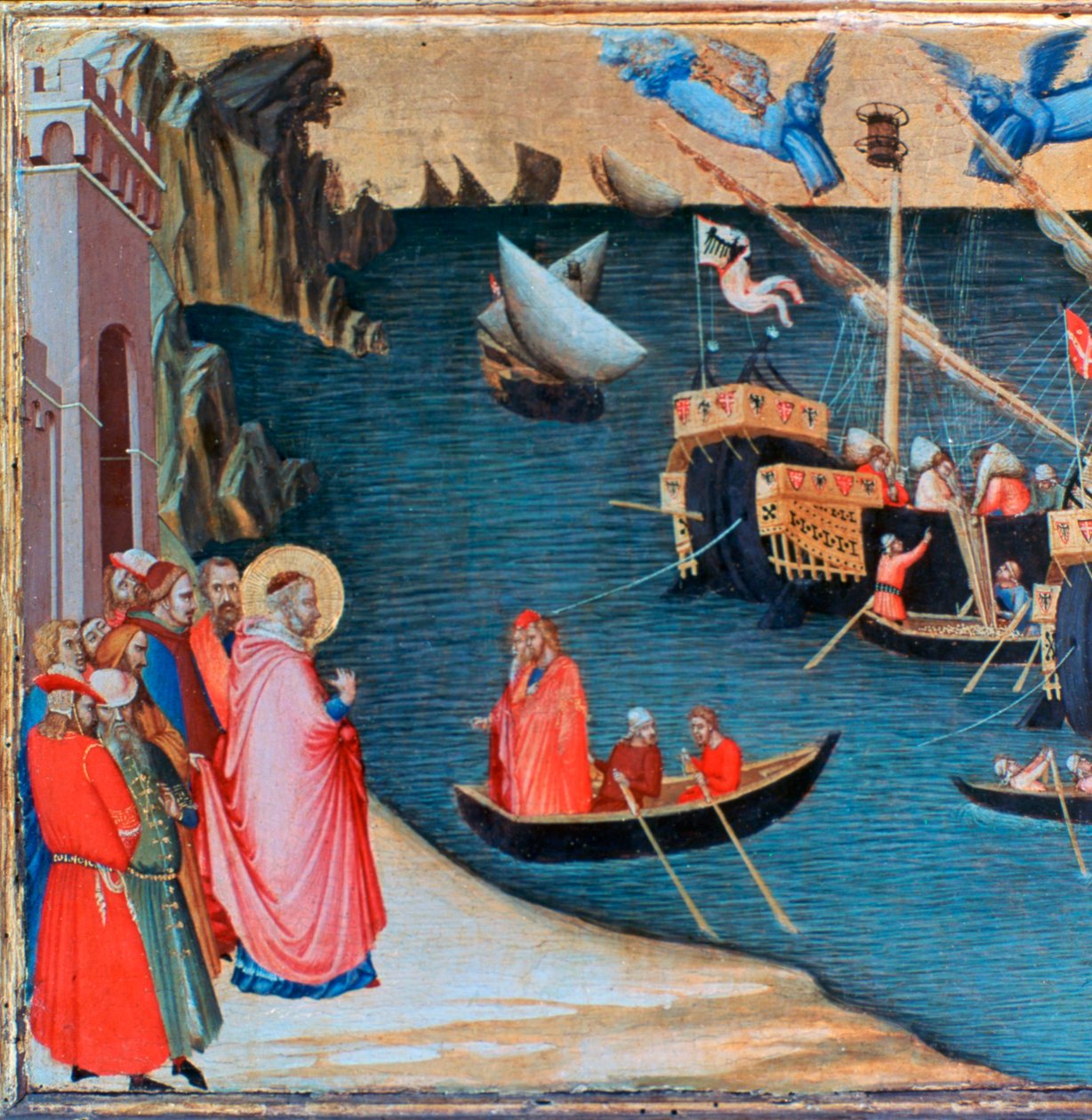 São Nicolau salva Mira da fome, c1327-1332 de Ambrogio Lorenzetti