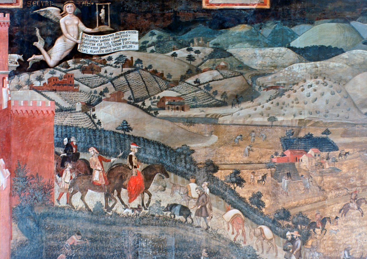 Os efeitos do bom governo no campo, detalhe, 1338-1340 de Ambrogio Lorenzetti