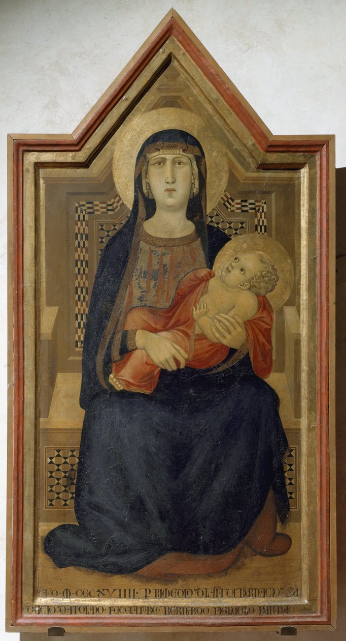Virgem Maria e Menino Jesus - tempera na madeira de Ambrogio Lorenzetti