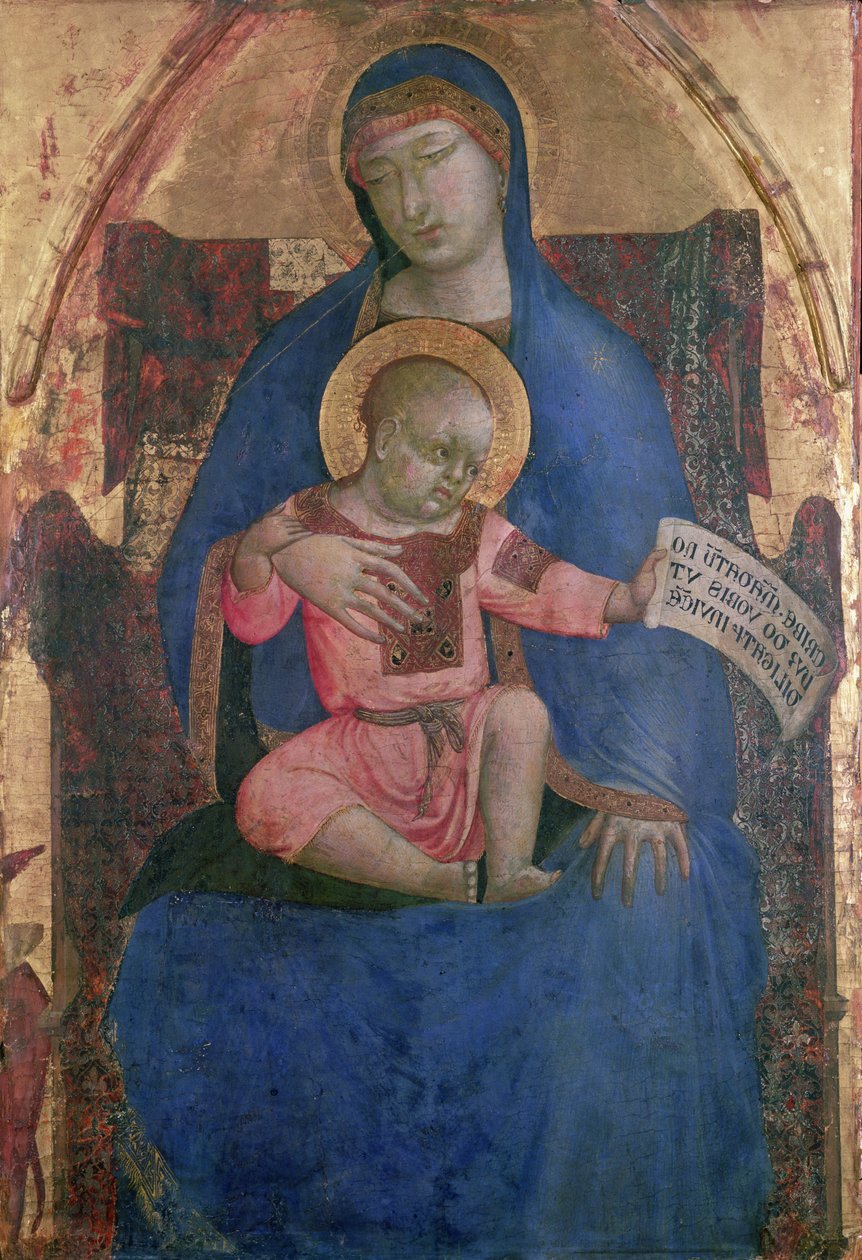 Virgem e Criança Enthroned, do século 14 de Ambrogio Lorenzetti