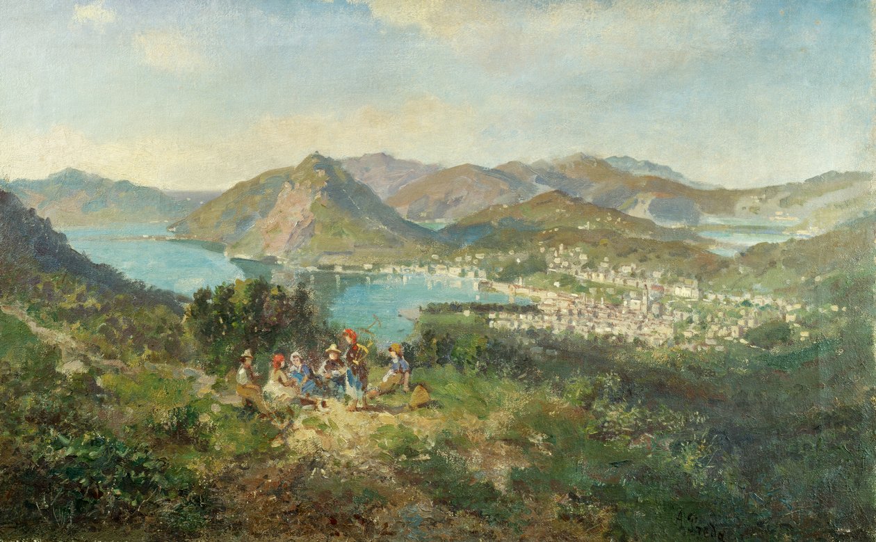Lugano visto de Curreglia, de Ambrogio Preda (1839-1906), óleo sobre tela, 48x76 cm de Ambrogio Preda