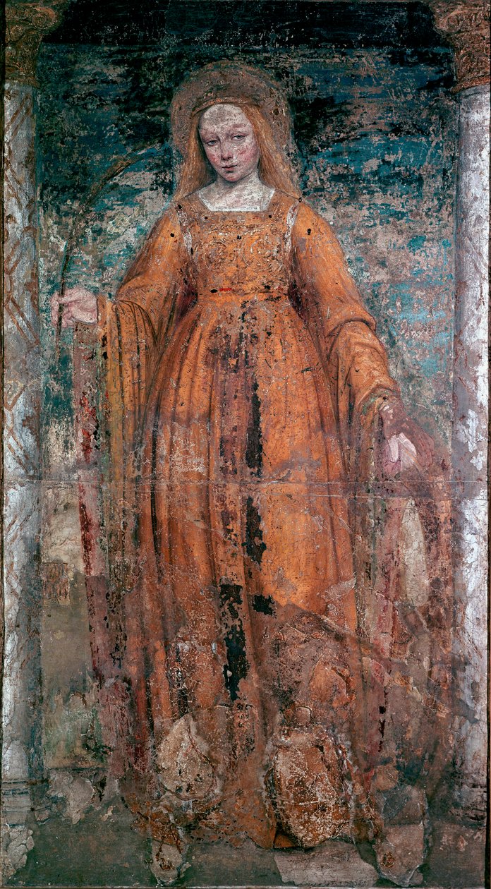 Santa Catarina de Siena Fresco de Ambrogio da Fossano chamada Bergognone (1460-1523). Dim. 170x77 cm Milão, Pinacoteca di Brera de Ambrogio da Fossano (c.1460 1523) (attr.to)