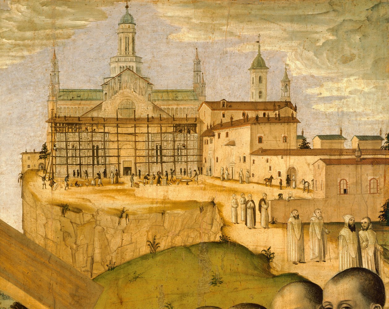 Construção da Certosa di Pavia, de Ambrogio da Fossano conhecida como Bergognone (1453-1523 ca.), Itália Século XV, detalhe de Ambrogio da Fossano (c.1460 1523)