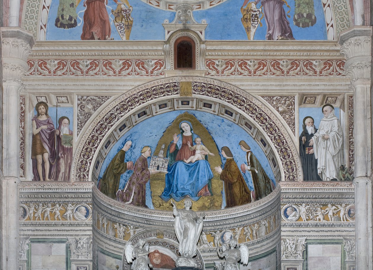 Gian Galeazzo Visconti e filhos oferecendo o modelo da Cartuxa para a Virgem Maria, 1500-1522 de Ambrogio da Fossano