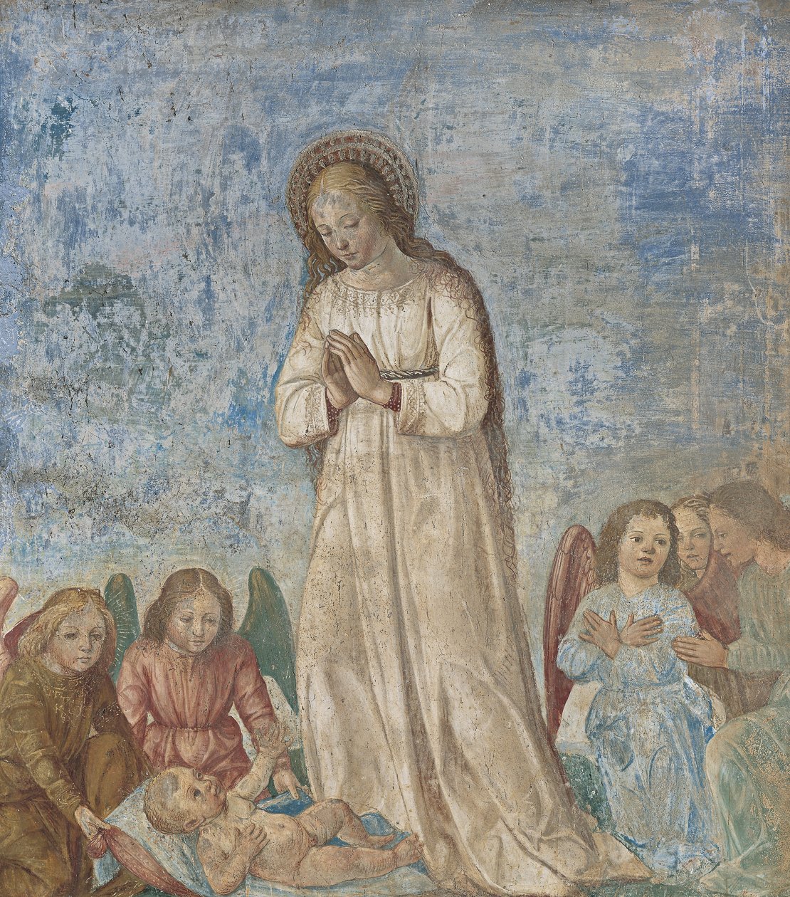 Virgem e anjos em adoração, 1500-22 de Ambrogio da Fossano