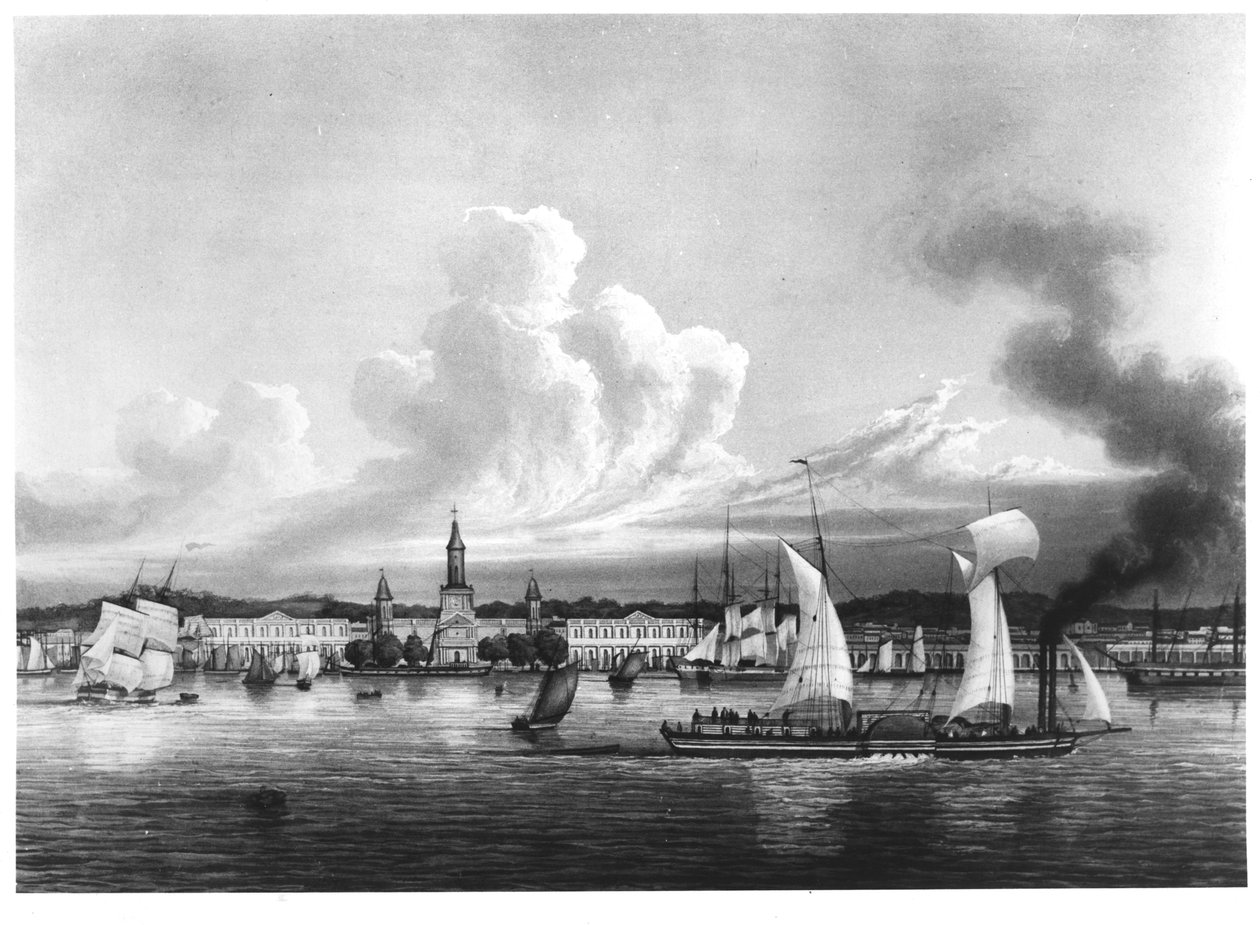 Vista, de, nova orleães de Ambroise Louis Garneray