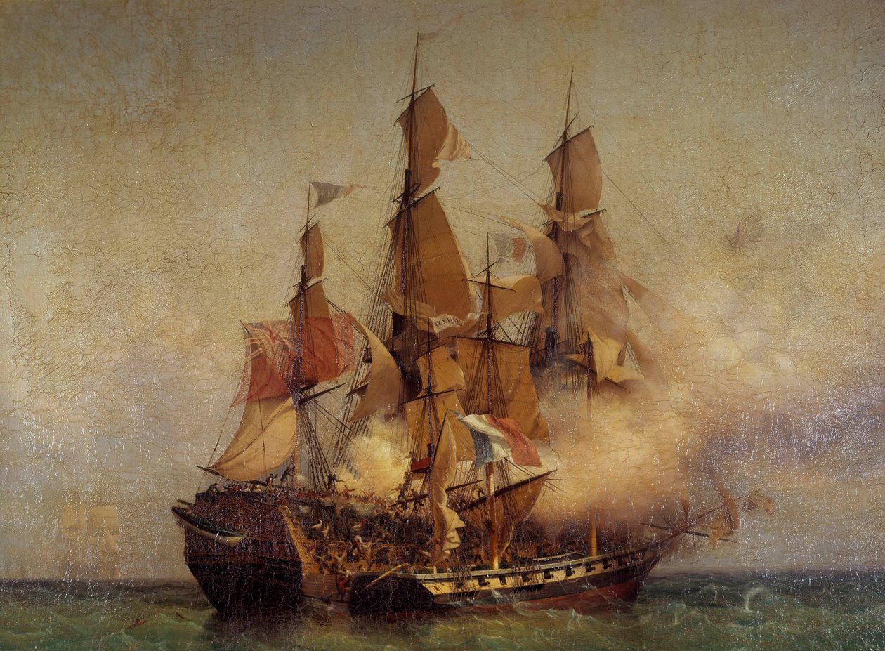 Captura do Kent ”” por Robert Surcouf de Ambroise Louis Garneray