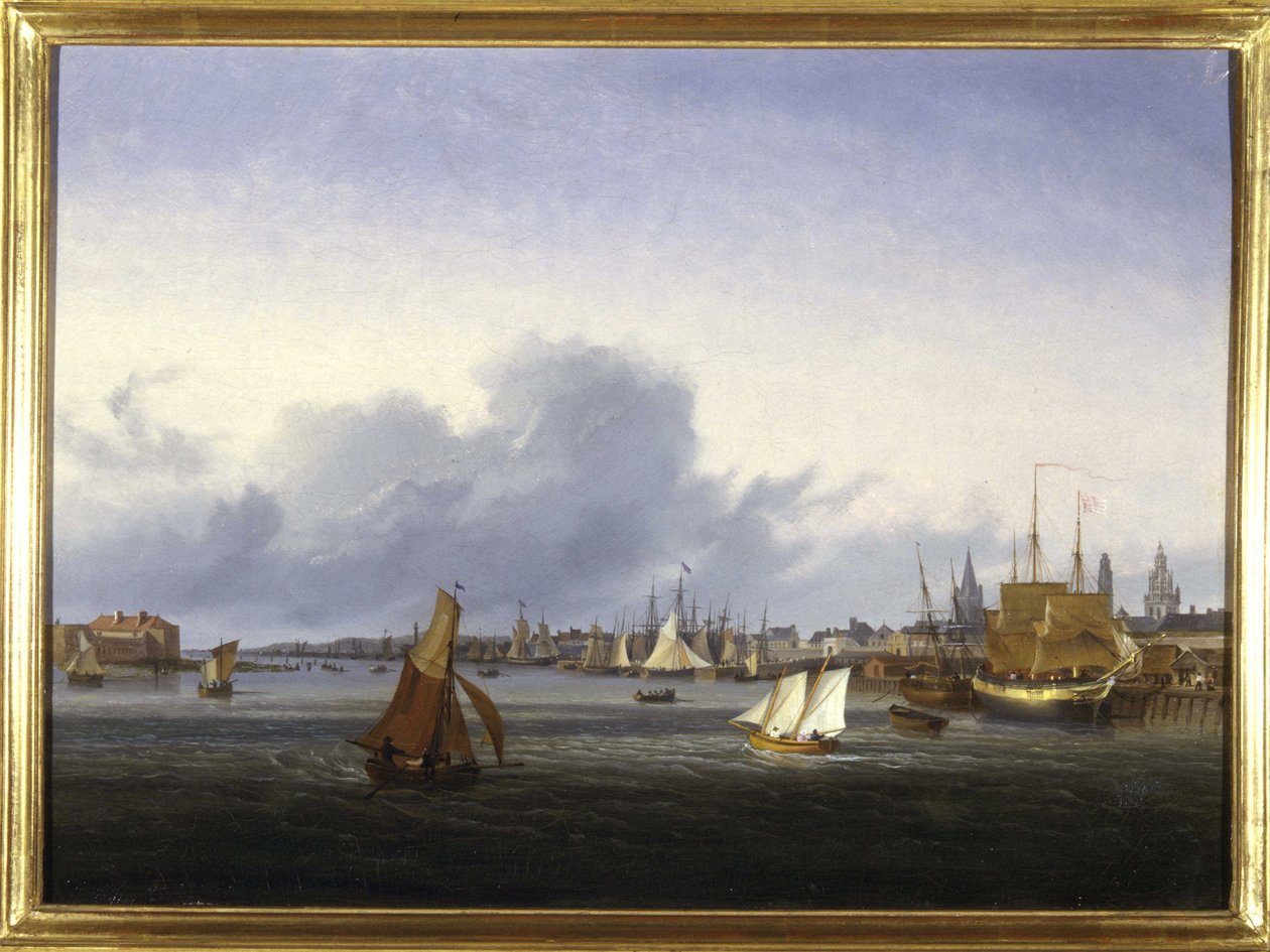The Port of Calais by Louis Garneray, sd. circa 1820, Oil on canvas, H. 0,330; L. 0,460. CCIP Coll. de Ambroise Louis Garneray