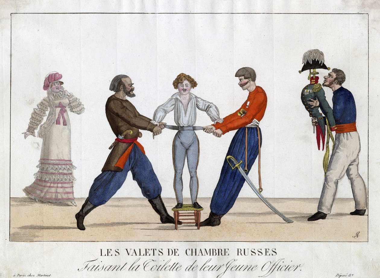 Sanita de um jovem oficial russo - Garneray, Ambroise Louis (1783-1857) - c. 1815 - Gravura, aguarela - 24x32,6 - Coleção Privada de Ambroise Louis Garneray