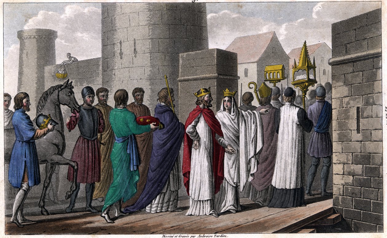 Chilperic, após o assassinato de Sigebert, entrou em Paris, após uma procissão, para não parecer violar o juramento que ele havia feito de vir para lá apenas com o consentimento de seus irmãos. Brunehaut (ou Brunehilde), que tinha ido para lá com seu filho de Ambroise Tardieu