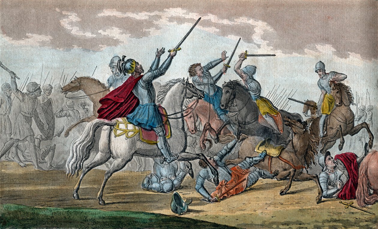 Clóvis I (466-511), Rei dos Francos, Dinastia dos Merovíngios - Durante a Batalha de Tolbiac contra os Alamãs, prometeu converter-se ao catolicismo se Deus lhe concedesse a vitória - Sorteio e sepultura por Ambroise Tardieu em 1825 de Ambroise Tardieu