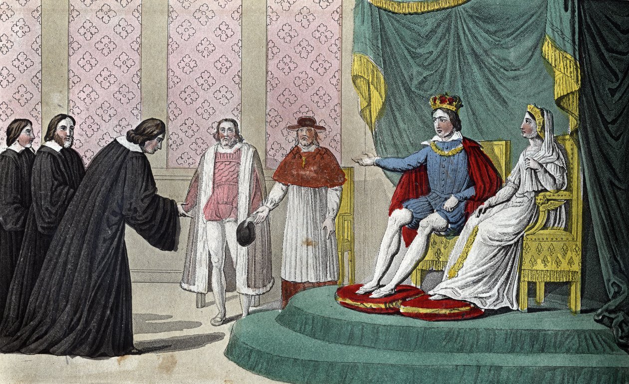François II (1544-1560) anuncia aos deputados que vêm cumprimentá-lo após a morte de seu pai que ele escolheu seus tios o Duque de Guise (François de Ambroise Tardieu