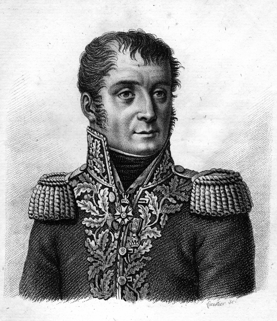 General Mouton - Duvernet (Régis Barthélemy, Barão Mouton-Duvernet) General Francês (1769 a 1816). em "Retratos de Generais Franceses seguindo as vitórias e conquistas dos Franceses". Gravado por Ambroise Tardieu em 1818. Colecção Stella. de Ambroise Tardieu
