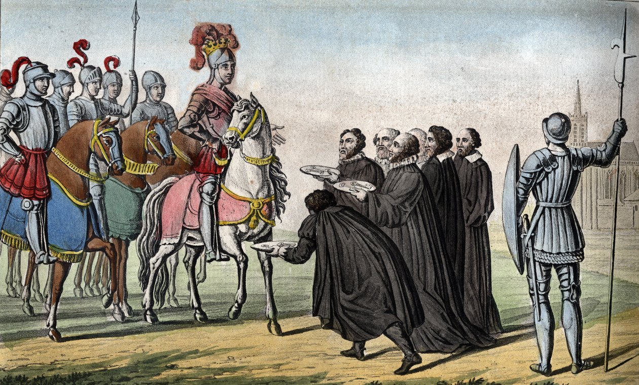 Henrique II (1519 - 1559). Gostou dos príncipes da Alemanha contra Carlos V, cujo despotismo os tinha revoltado, raptou Toul, Metz e Verdun, assumindo assim os Três Bispos em 1552. de Ambroise Tardieu