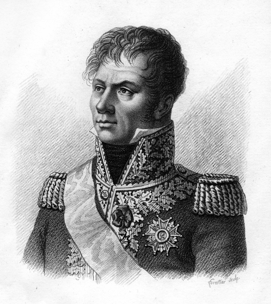 Le Maréchal Laurent, Marquês de Gouvion - Saint - Cyr (1764-1830) - em" Retratos dos generais franceses após as vitórias e conquistas dos franceses". Gravado por Ambroise Tardieu em 1818. Coleção Stella. de Ambroise Tardieu