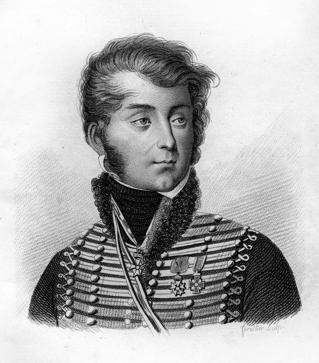 Louis François, Barão Lejeune, brigadeiro general e pintor militar (1775-1848) - em" Retratos dos generais franceses após as vitórias e conquistas dos franceses". Gravado por Ambroise Tardieu em 1818. Coleção Stella. de Ambroise Tardieu