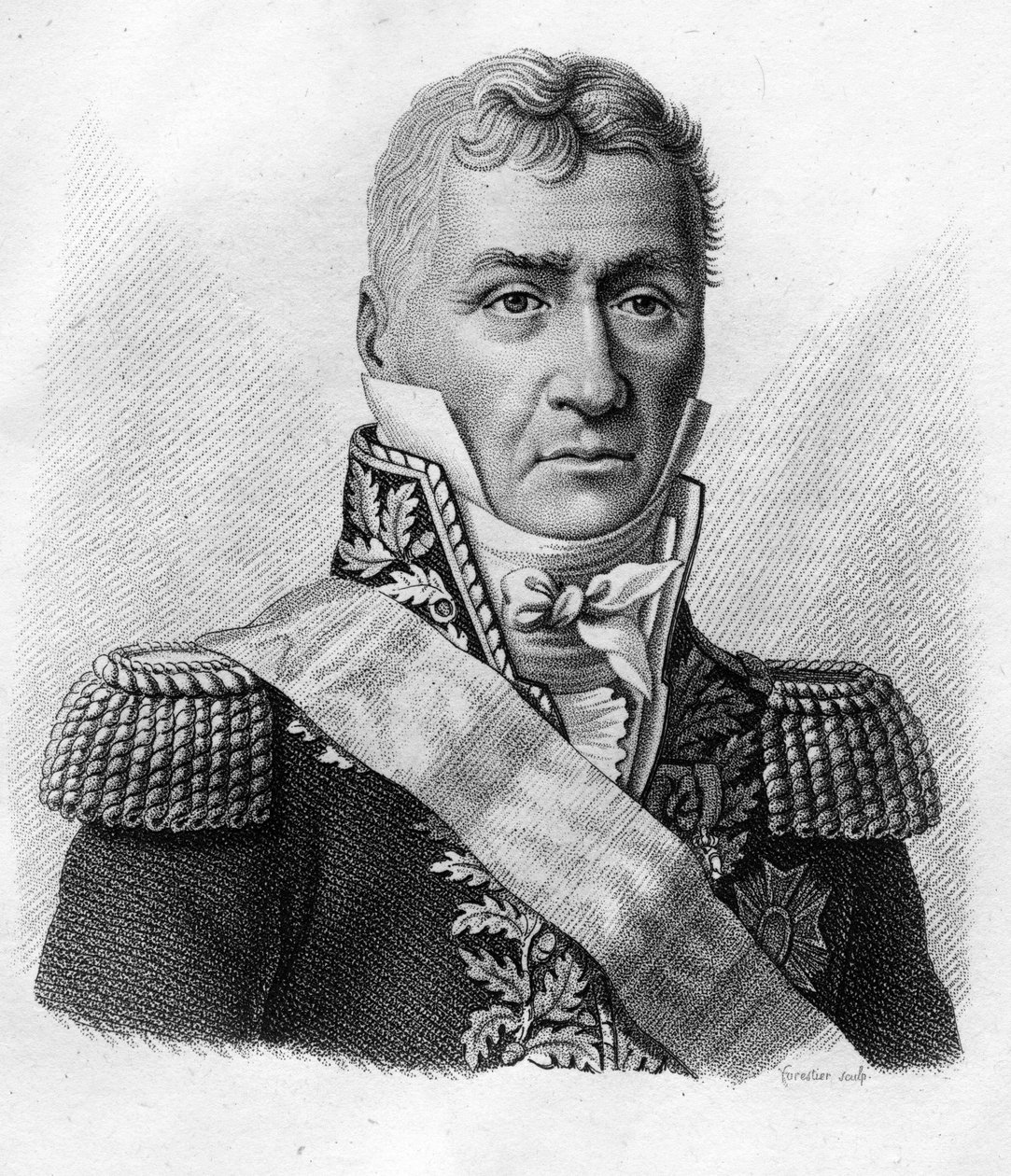 Louis Friant (1758-1829) - em "Retratos dos generais franceses após as vitórias e conquistas dos franceses". Gravado por Ambroise Tardieu em 1818. Coleção Stella. de Ambroise Tardieu